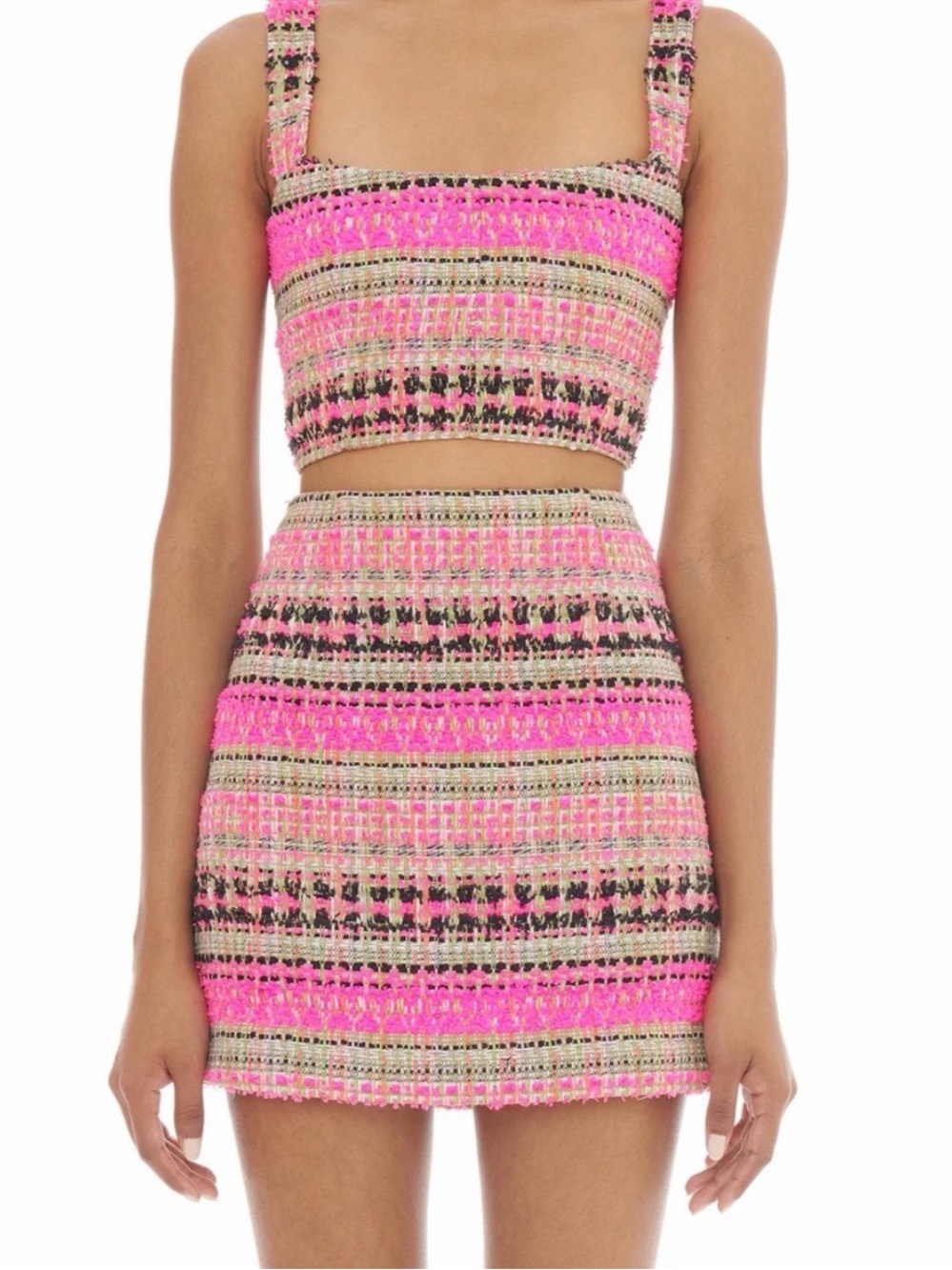 Eliya The Label- Alisha Skirt- Pink Tweed Mini Skirt